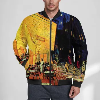 Куртки Винсента Ван Гога, осенние пальто Man Cafe Terrace, современные повседневные ветровки на молнии, Уличная куртка на заказ Большого размера