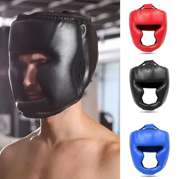 Полностью закрытый боксерский шлем, Высококачественное утолщенное спортивное оборудование, защита головы, PU, Регулируемое боксерское защитное снаряжение, Мужчины, Женщины