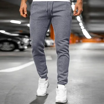 Осенью 2023 года Новые мужские брюки для бега трусцой Большого размера с карманами для спортивной одежды Тонкие серые спортивные брюки Хлопковые повседневные спортивные брюки для мужчин