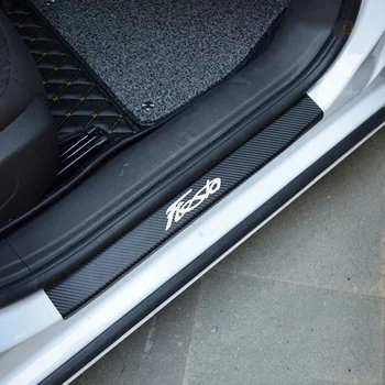 Наклейка На Порог Автомобиля Из 4D Углеродного Волокна Против Царапин Нескользящая Защита Порога Передняя Потертость Для Автомобильных Аксессуаров Ford Fiesta