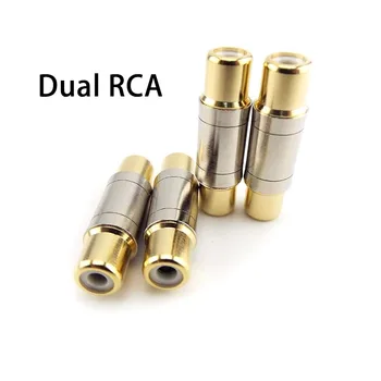 Двойные разъемы RCA, разъем от розетки к розетке, Прямой адаптер, удлинитель кабеля динамика с позолоченным покрытием.