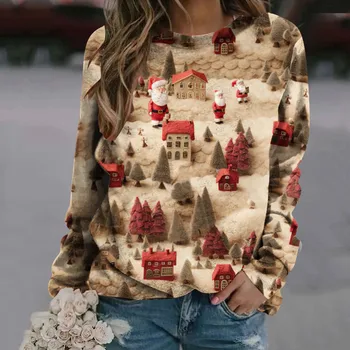 Рождественский Санта дарит любовь; женская модная толстовка с 3D-принтом; осенний повседневный пуловер ADW139;