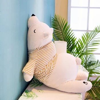 Кавайный белый медведь в свитере Плюшевая кукла Детская Мягкая подушка для спящего медведя Плюшевые игрушки для животных Детские мультяшные подарки