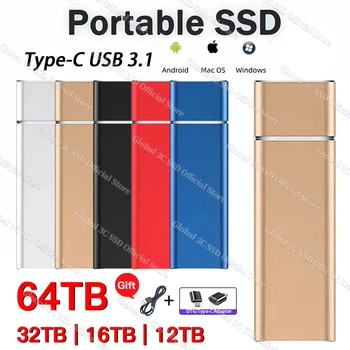 Оригинальный Портативный SSD 4 ТБ Внешний Твердотельный Накопитель 1 ТБ 2 ТБ 64 ТБ Высокоскоростной Жесткий Диск M.2 USB3.1 Диск для Хранения данных Ноутбука /Телефона