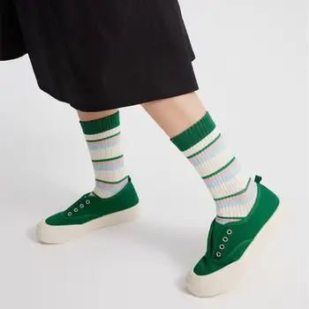 Осенне-зимние носки, винтажные полосатые женские зимние спортивные носки, высокая эластичность, противоскользящие, дышащие, впитывающие пот, женские зимние носки