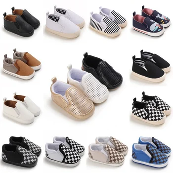 Обувь для маленьких мальчиков 0-18 м, повседневная обувь для новорожденных, лоферы для малышей, хлопковые детские мокасины на мягкой подошве