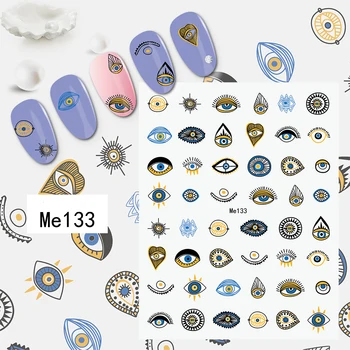 3D-наклейки для ногтей Devil's Eyes, Слайдеры, Геометрия, Линия голубых глаз, наклейки для ногтей, аксессуары для маникюра, украшения