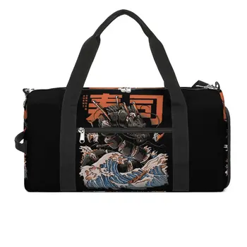 Спортивная сумка Black Sushi Dragon, забавные спортивные сумки для путешествий с японской едой, мужские Женские сумки с обувью, забавная сумка для фитнеса, портативные сумки