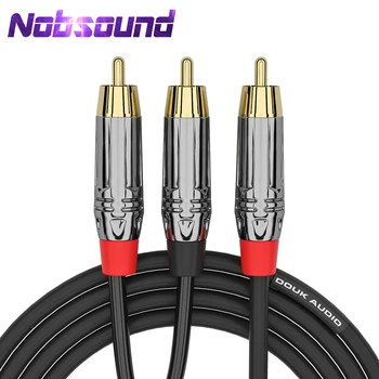Позолоченный кабель RCA Nobsound OFC от 1 штекера до 2 штекеров для сабвуфера/усилителя