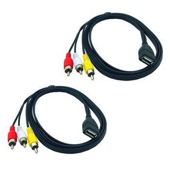 HFES 2X1, 5 м Разъем USB A для подключения 3-х Rca-аудио-Av-кабеля к ПК, телевизору, аудио-видеоадаптеру Aux