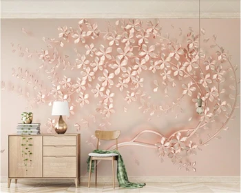 beibehang papel de parede Роскошные и элегантные 3D новые цветы розовое золото ТВ фон стены hudas красота обои papel tapiz