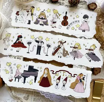 Винтажная лента Symphony Of The Day Girl Washi PET для изготовления карточек-планировщиков, декоративная наклейка для плана скрапбукинга 