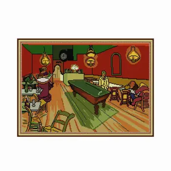 Вышивка Крестом Рукоделие Van Gogh-The Night Cafe Печатные Наборы Ручной Работы Со Штампованным Счетным Рисунком 11CT 14CT Нитяная Ткань