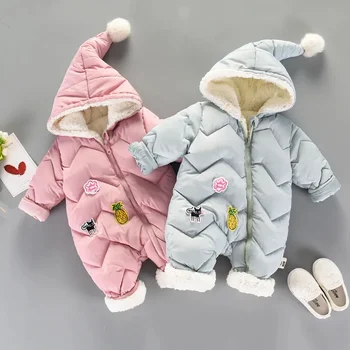-30 градусов, Новый зимний комбинезон для детей, пальто, детская зимняя одежда, зимний комбинезон для новорожденных, теплая хлопковая одежда для девочек, боди 0-18 м