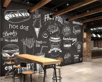 Пользовательские обои нарисованная от руки классная доска изысканный десерт кафе быстрого питания ресторан фоновая стена 3D обои