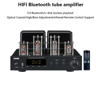 Ламповый Усилитель мощности Bluetooth 5.0 2.1-Канальный Усилитель мощности HIFI С Регулировкой Высоких басов Инфракрасный Пульт Дистанционного Управления Коаксиальный Оптический