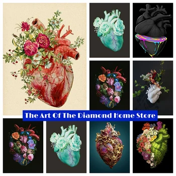 Сделай САМ 5D AB Алмазная живопись Абстрактное Изображение человеческого Сердца Набор Мозаики Вышитая Карта человеческого Тела Настенное Искусство Клиника Медицинское Украшение