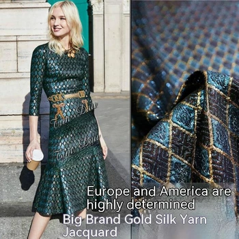Жаккардовая ткань с золотым шелковым тиснением и бриллиантами, осенне-зимнее платье, пальто из полиэстера, ткань на материал для шитья своими руками