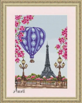 Весна в Париже 35-44 Холст, вышивка крестиком, Набор для хобби, Декор волшебной комнаты, Шумный город, Дождливая улица