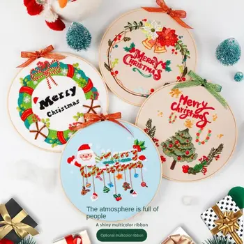 Набор для вышивания Рождественскими нитками DIY Crafts Швейные Аксессуары Набор для ручной вышивки Рождественская Елка Орнамент