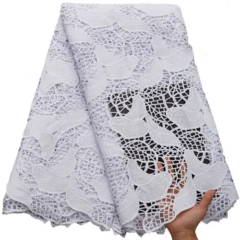 Белоснежная высококачественная Африканская кружевная ткань, вышитые красочные водорастворимые гипюровые шнурки для свадебного платья S2684