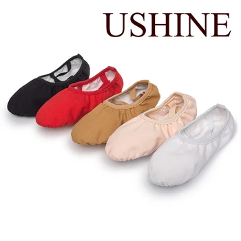 Женские балетные туфли USHINE, Балетные тапочки для взрослых и детей, мягкая подошва, профессиональная парусиновая танцевальная обувь для балета