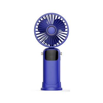 Летний Ручной вентилятор емкостью 3000 мАч, Портативный Складной вентилятор, USB-зарядка, вентилятор с высокой мощностью ветра + Светодиодный экран для студента синего цвета