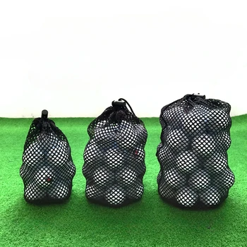 Спортивная сетчатая сумка, черные нейлоновые сумки для гольфа, теннисные сумки для гольфа 16/32/56, сумка для переноски мяча на шнурке, сумка для хранения мячей для гольфа