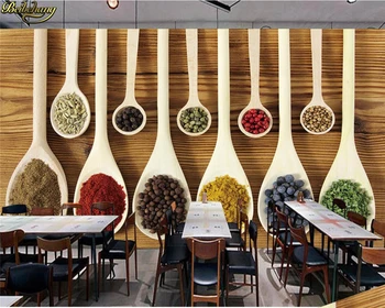 обои beibehang домашний декор Фотообои на заказ Настенная роспись Ретро Винтаж 3D Ресторан Spoon Настенная роспись ресторана