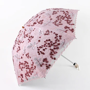 Креативный зонтик с кружевной вышивкой, Зонт для защиты от ультрафиолетового излучения, Открытый зонтик, Мужской Женский 2-Складной Милый Зонтик, Пляжные Зонты