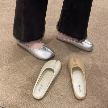 Женские туфли-ниндзя на плоской подошве, женские удобные туфли-лодочки из искусственной кожи с микрофиброй, тапочки с раздельным носком, Мокасины с мягкой подошвой, однотонные короткие носки Trafza