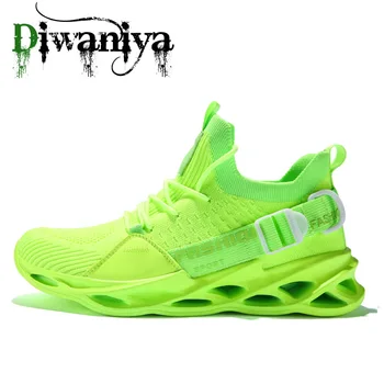 2020 Мужские кроссовки, зеленая сетчатая дышащая спортивная обувь для бега, мужские нескользящие мужские низкие спортивные кроссовки на шнуровке, повседневная мужская обувь