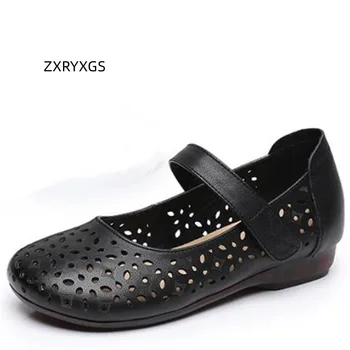 ZXRYXGS Высококачественная натуральная кожа, дышащая удобная женская обувь, сандалии на плоской подошве, модные повседневные сандалии больших размеров 2023 года выпуска