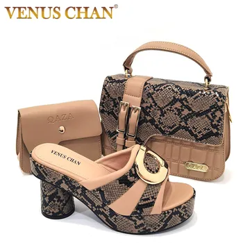 Venus Chan Новое поступление Итальянской женской обуви и сумок Дизайнерская обувь Женская роскошная обувь и сумка для вечеринки в женском