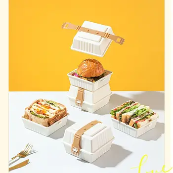 Удобная для переноски Креативная коробка Hamburg Box с пряжкой, Удобная коробка для десерта, Многофункциональная защита от экструзии, специальный чехол для пикника, пикник