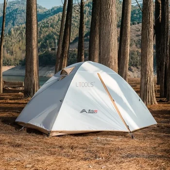 Двухместная походная палатка на открытом воздухе, Утолщенное, защищенное от дождя, Проветриваемое укрытие, Профессиональное снаряжение для походов и кемпинга на открытом воздухе