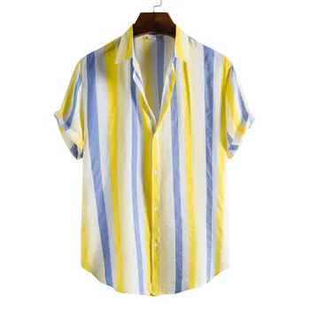 2023 Модные Летние Мужские Рубашки В Полоску С Коротким Рукавом Повседневная Рубашка Высокого Качества Мужская Одежда Топы Vestidos Рубашки Camisas