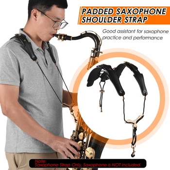 Регулируемый ремешок для саксофона, ремень для ремня безопасности для саксофона, мягкий плечевой ремень для саксофона, Кожаный ремешок для саксофона, Металлический крючок для саксофонов