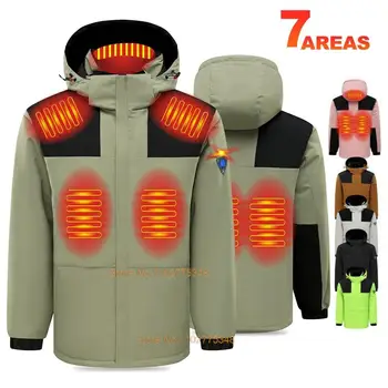 Новая куртка с подогревом Для мужчин и женщин, водонепроницаемая одежда с подогревом, зимняя куртка с подогревом, перезаряжаемая через USB, пуховики для катания на лыжах, кемпинга, пешего туризма