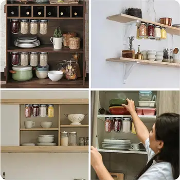 Кухонный стеллаж для хранения Компактный органайзер для кухонных банок под шкафом, подставка для консервирования на 4-64 унции, хранение продуктов для кухни