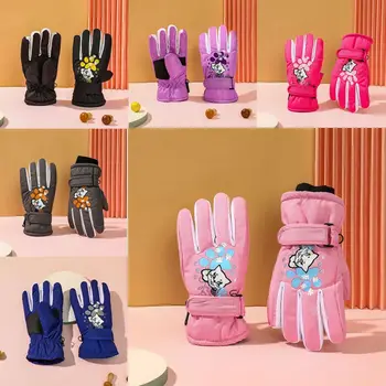 Водонепроницаемые детские зимние лыжные перчатки, противоскользящие варежки для сноуборда, утепленные перчатки для детей 5-10 лет, детские перчатки с подогревом для пальцев
