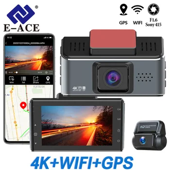 E-ACE B36P автомобильный видеорегистратор 4K Car Dash Cam Ultra HD С Двумя Объективами Sony IMX415 2160P Камеры Заднего Вида С WIFI GPS dash cam для автомобилей