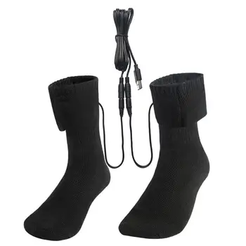 Носки с электрическим подогревом, перезаряжаемые через USB Носки с электрическим подогревом, Теплые хлопчатобумажные носки, Длинный чулок с быстрым нагревом 5 В, Зимнее тепло.