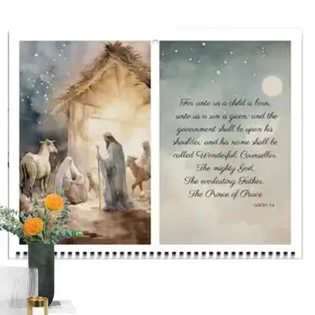 Настенный календарь Иисуса Христа на 2024 год Вдохновляющие Календари Для декора стен Календарь с Плакатом Иисуса 11,4 X 8,3 дюйма Праздник христианской Веры
