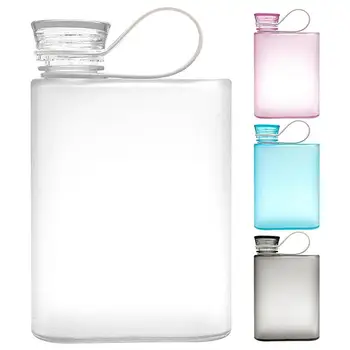 Креативная квадратная бутылка для воды из прозрачного пластика формата А5, портативная прозрачная бутылка с силиконовым уплотнением, походная бутылка для воды для школы