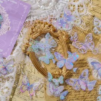Декоративная Фэнтезийная наклейка с бабочкой Эстетические Наклейки для коллажей из ледяных кристаллов ручной работы, поделки для домашних Животных, эстетические наклейки С Бабочками