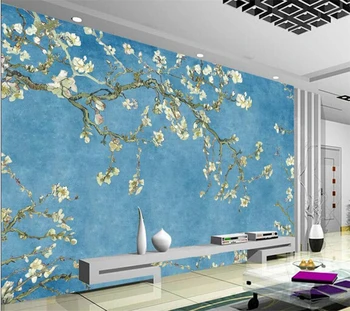 Пользовательские обои 3D Европейская синяя картина маслом цветок магнолии фон украшения стен живопись гостиная спальня обои