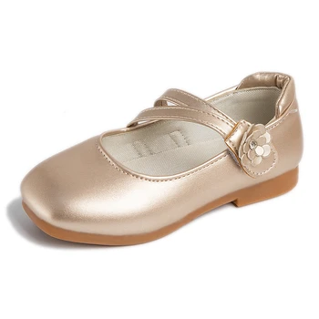 Кожаная обувь для девочек для свадебной вечеринки, детская обувь принцессы на плоской подошве с цветами, Милая Мягкая Классическая Весенне-осенняя детская школьная обувь