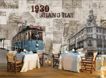 Пользовательские обои ностальгический ретро фон старого здания Шанхая обои для рабочего стола инструментальный ресторан фотографии трамвайного здания 3d обои