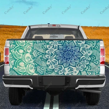 Синий богемный цветочный принт, наклейка для защиты багажника автомобиля, наклейка на капот автомобиля, наклейка для украшения автомобиля для внедорожника